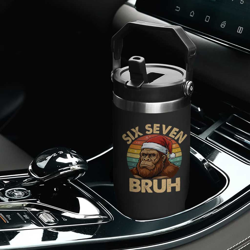 Six Seven Bruh Meme Christmas Bigfoot Flip Straw Tumbler 67 Sasquatch Santa Retro Holiday TS02 Print Your Wear