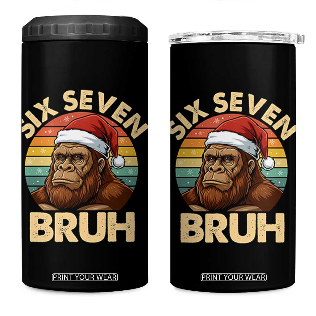Six Seven Bruh Meme Christmas Bigfoot 4 in 1 Can Cooler Tumbler 67 Sasquatch Santa Retro Holiday TS02 One Size: 16 oz Black Print Your Wear