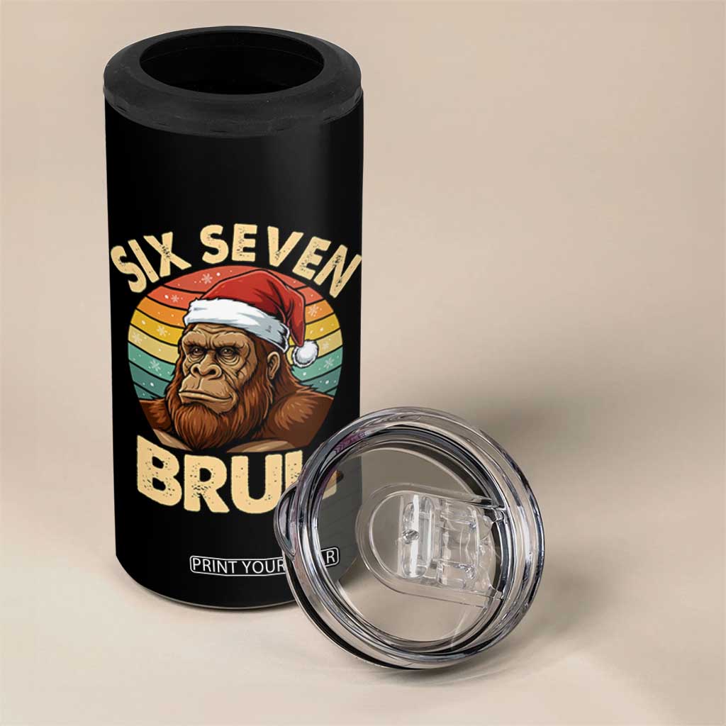 Six Seven Bruh Meme Christmas Bigfoot 4 in 1 Can Cooler Tumbler 67 Sasquatch Santa Retro Holiday TS02 Print Your Wear