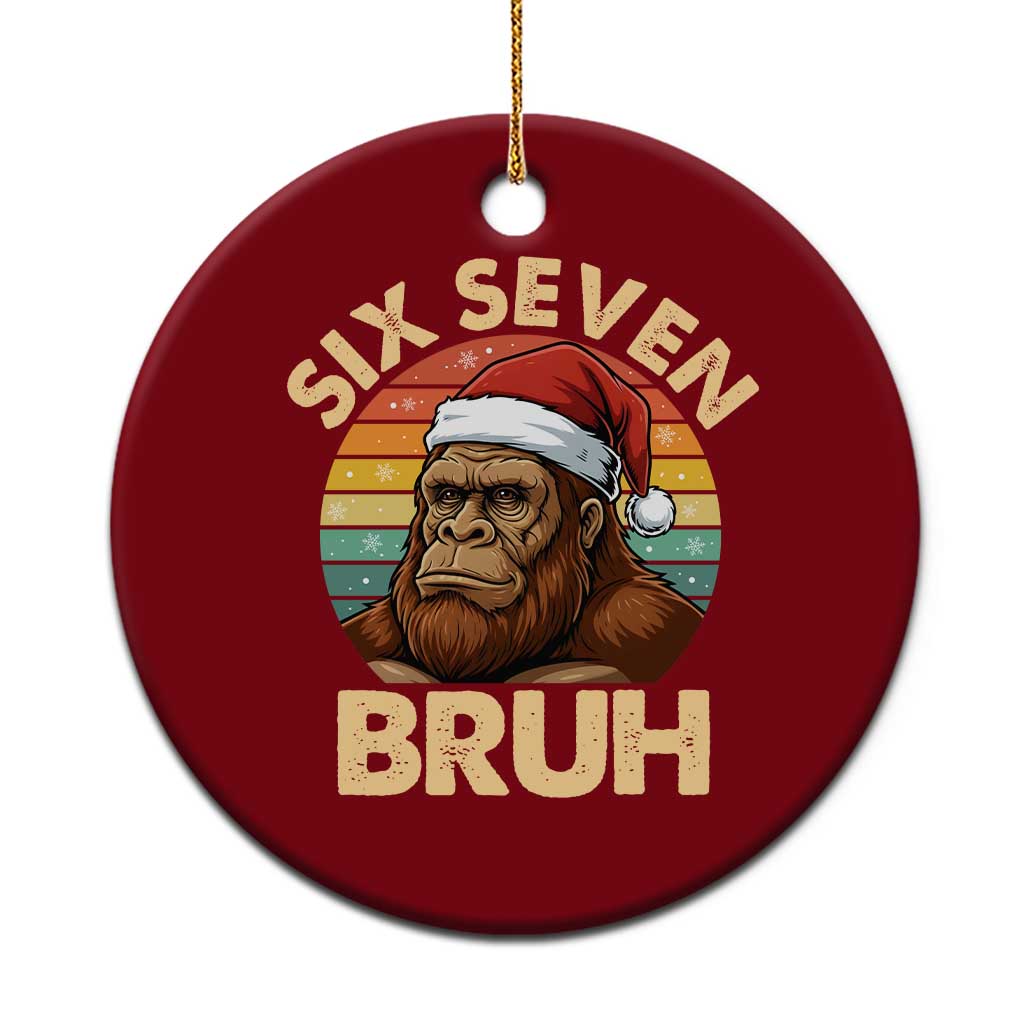 Six Seven Bruh Meme Christmas Bigfoot Ceramic Ornament 67 Sasquatch Santa Retro Holiday TS02 1pc Red Print Your Wear