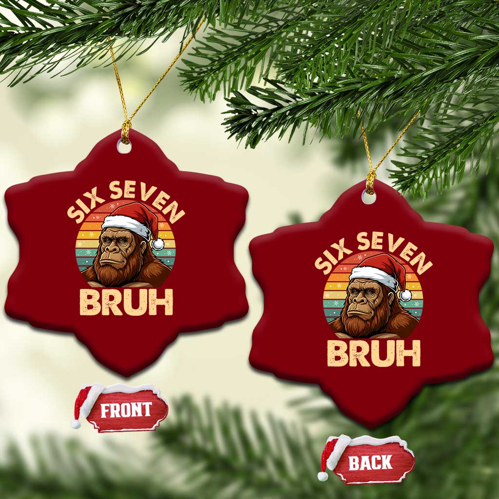 Six Seven Bruh Meme Christmas Bigfoot Ceramic Ornament 67 Sasquatch Santa Retro Holiday TS02 Print Your Wear