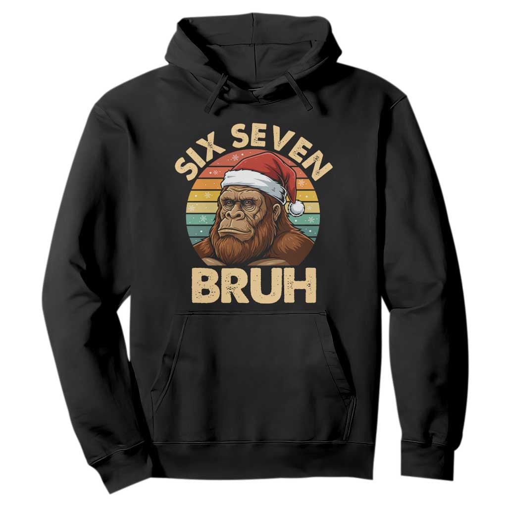 Six Seven Bruh Meme Christmas Bigfoot Hoodie 67 Sasquatch Santa Retro Holiday TS02 Black Print Your Wear