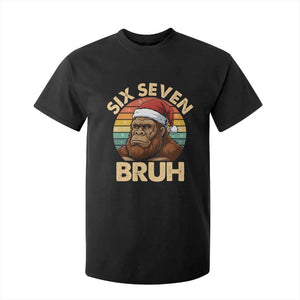 Six Seven Bruh Meme Christmas Bigfoot T Shirt For Kid 67 Sasquatch Santa Retro Holiday TS02 Black Print Your Wear