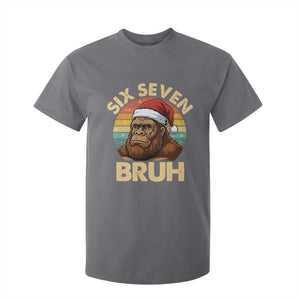 Six Seven Bruh Meme Christmas Bigfoot T Shirt For Kid 67 Sasquatch Santa Retro Holiday TS02 Charcoal Print Your Wear