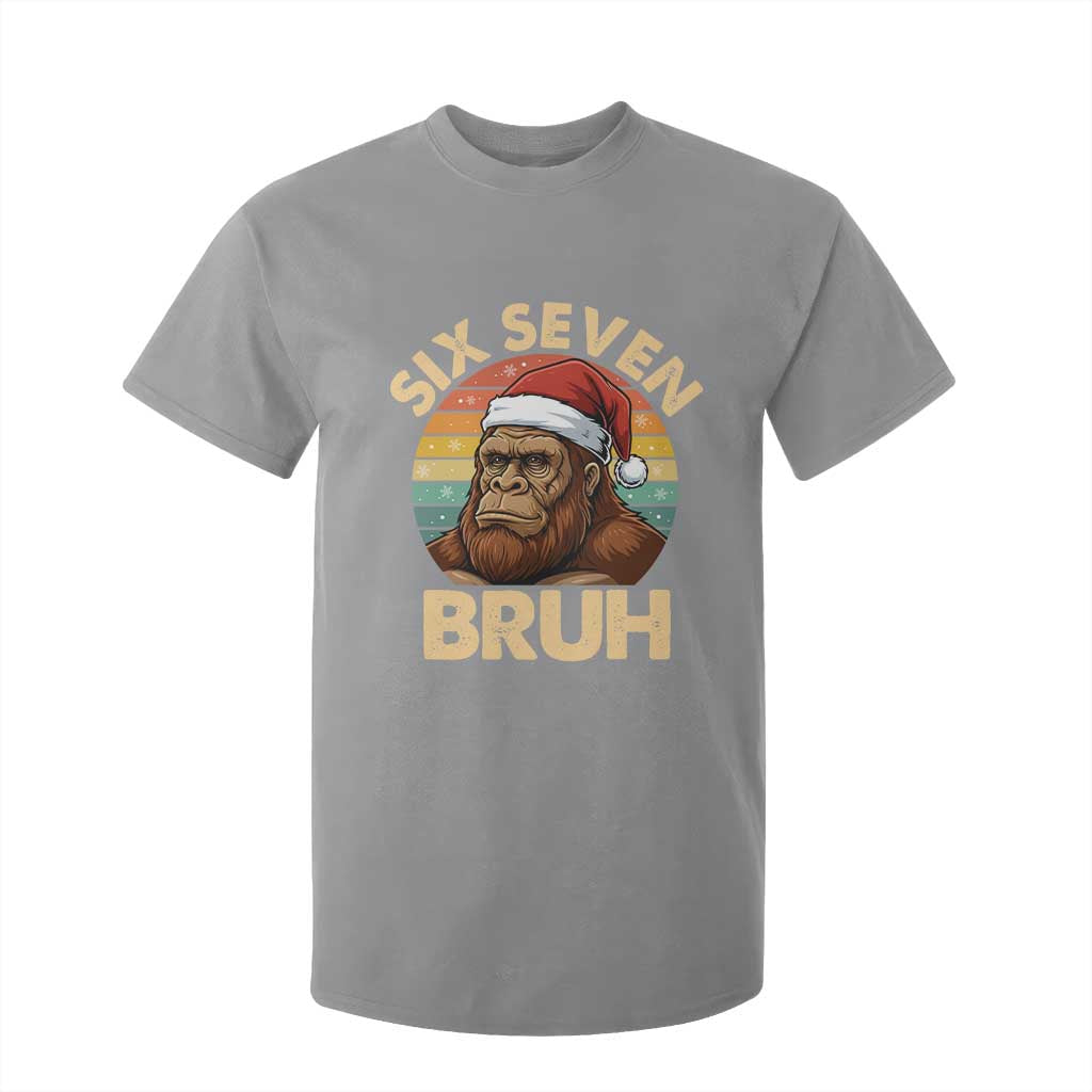 Six Seven Bruh Meme Christmas Bigfoot T Shirt For Kid 67 Sasquatch Santa Retro Holiday TS02 Sport Gray Print Your Wear