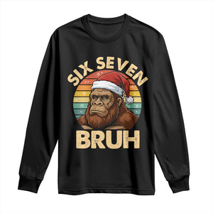 Six Seven Bruh Meme Christmas Bigfoot Long Sleeve Shirt 67 Sasquatch Santa Retro Holiday TS02 Black Print Your Wear