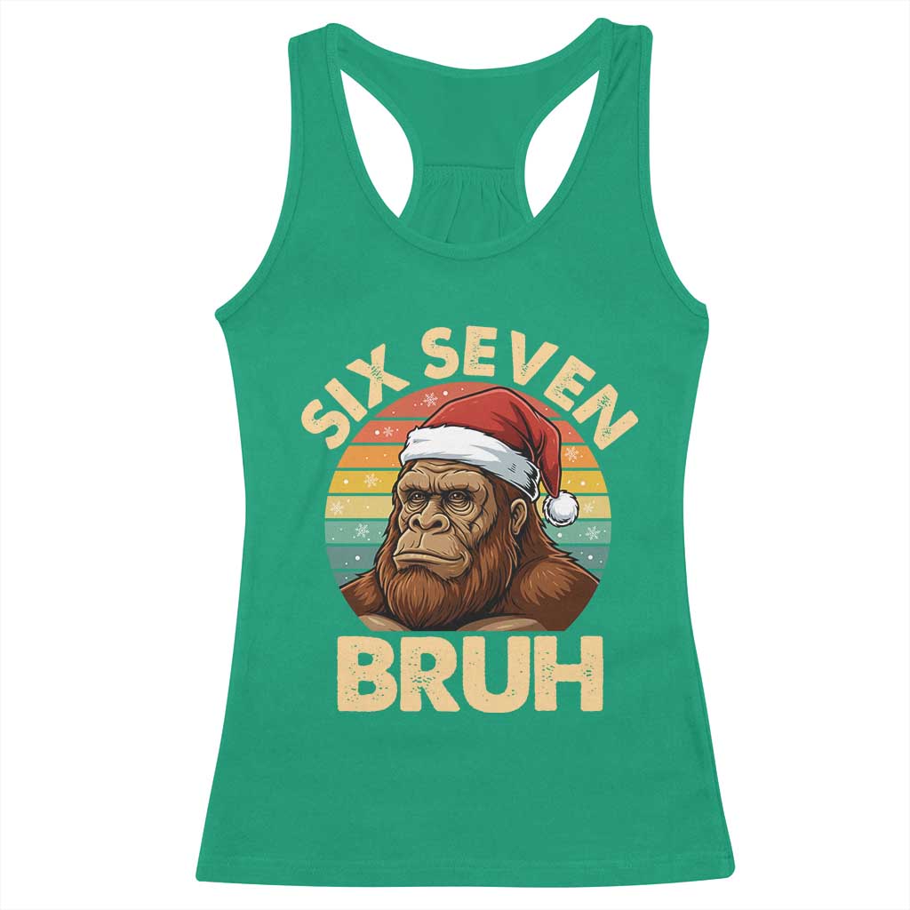 Six Seven Bruh Meme Christmas Bigfoot Racerback Tank Top 67 Sasquatch Santa Retro Holiday TS02 Irish Green Print Your Wear