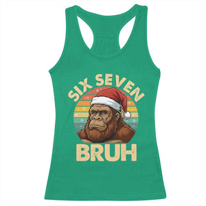 Six Seven Bruh Meme Christmas Bigfoot Racerback Tank Top 67 Sasquatch Santa Retro Holiday TS02 Irish Green Print Your Wear