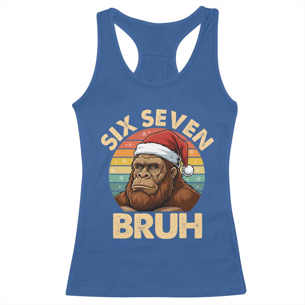 Six Seven Bruh Meme Christmas Bigfoot Racerback Tank Top 67 Sasquatch Santa Retro Holiday TS02 Royal Blue Print Your Wear