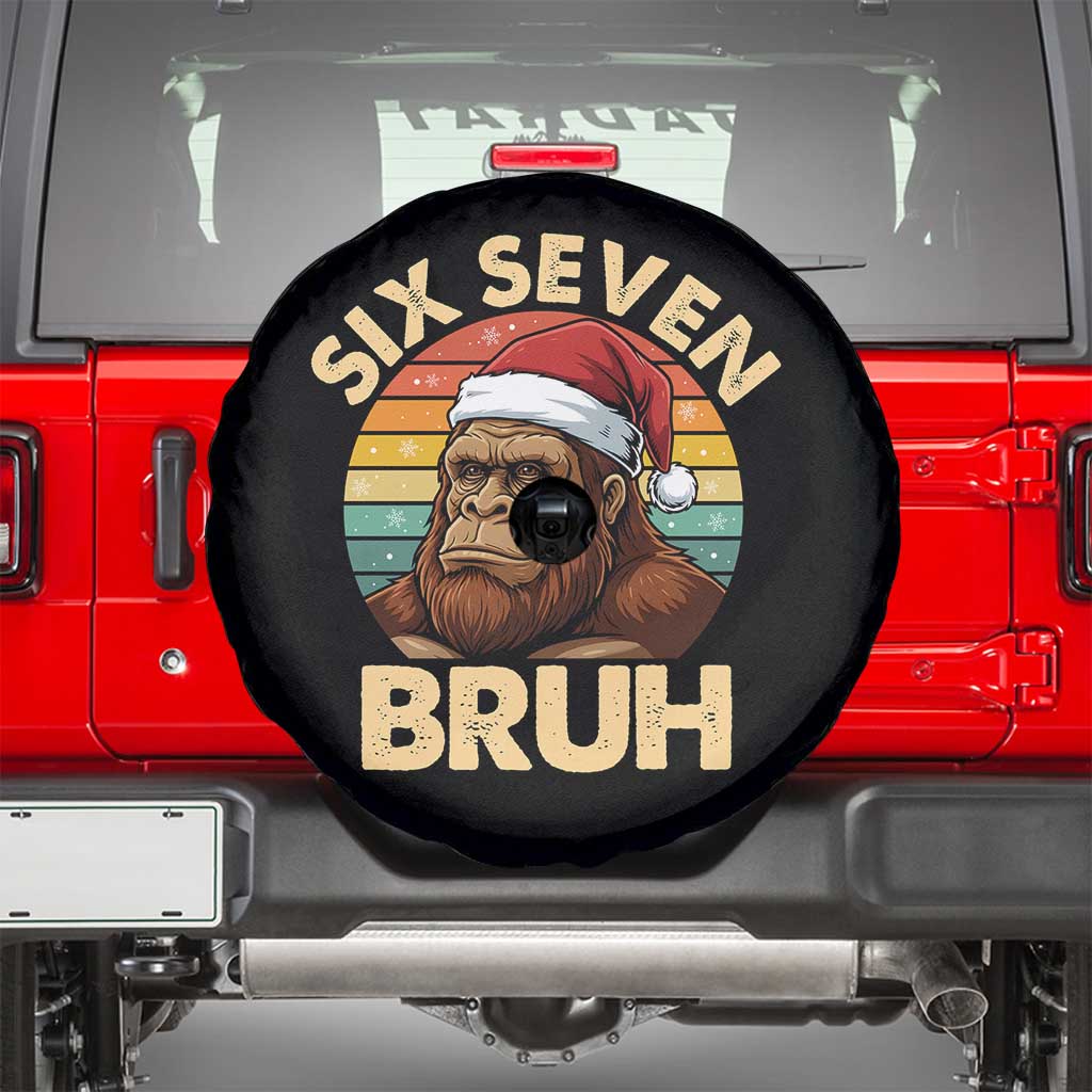 Six Seven Bruh Meme Christmas Bigfoot Spare Tire Cover 67 Sasquatch Santa Retro Holiday TS02 Black Print Your Wear
