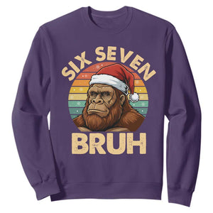 Six Seven Bruh Meme Christmas Bigfoot Sweatshirt 67 Sasquatch Santa Retro Holiday TS02 Purple Print Your Wear