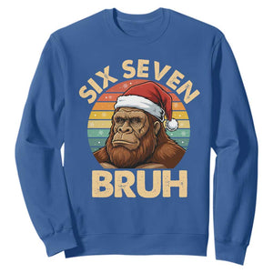 Six Seven Bruh Meme Christmas Bigfoot Sweatshirt 67 Sasquatch Santa Retro Holiday TS02 Royal Blue Print Your Wear