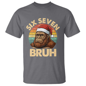Six Seven Bruh Meme Christmas Bigfoot T Shirt 67 Sasquatch Santa Retro Holiday TS02 Charcoal Print Your Wear