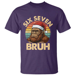Six Seven Bruh Meme Christmas Bigfoot T Shirt 67 Sasquatch Santa Retro Holiday TS02 Purple Print Your Wear