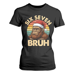 Six Seven Bruh Meme Christmas Bigfoot T Shirt For Women 67 Sasquatch Santa Retro Holiday TS02 Black Print Your Wear