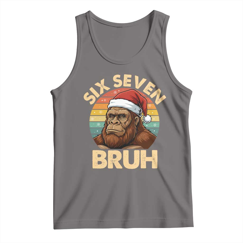 Six Seven Bruh Meme Christmas Bigfoot Tank Top 67 Sasquatch Santa Retro Holiday TS02 Deep Heather Print Your Wear