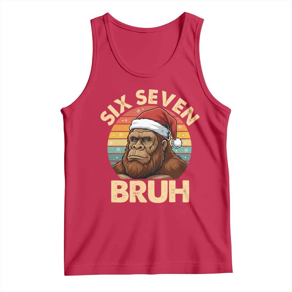 Six Seven Bruh Meme Christmas Bigfoot Tank Top 67 Sasquatch Santa Retro Holiday TS02 Red Print Your Wear