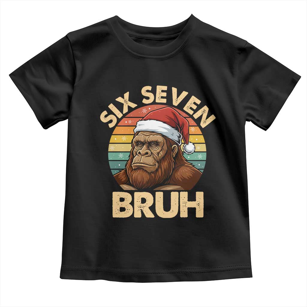Six Seven Bruh Meme Christmas Bigfoot Toddler T Shirt 67 Sasquatch Santa Retro Holiday TS02 Black Print Your Wear