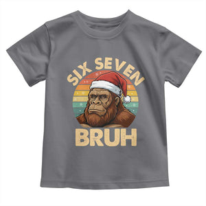 Six Seven Bruh Meme Christmas Bigfoot Toddler T Shirt 67 Sasquatch Santa Retro Holiday TS02 Charcoal Print Your Wear