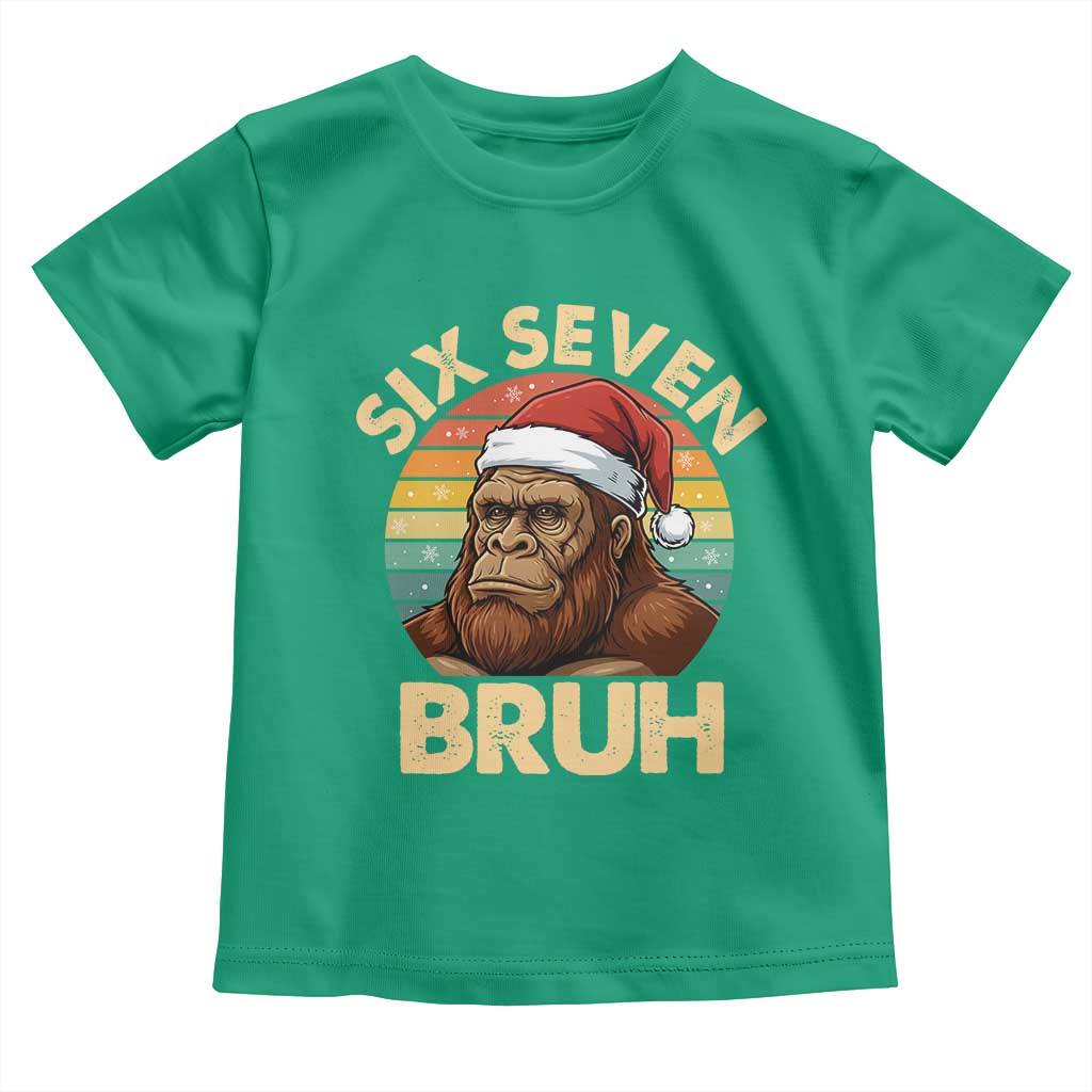 Six Seven Bruh Meme Christmas Bigfoot Toddler T Shirt 67 Sasquatch Santa Retro Holiday TS02 Irish Green Print Your Wear