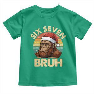 Six Seven Bruh Meme Christmas Bigfoot Toddler T Shirt 67 Sasquatch Santa Retro Holiday TS02 Irish Green Print Your Wear