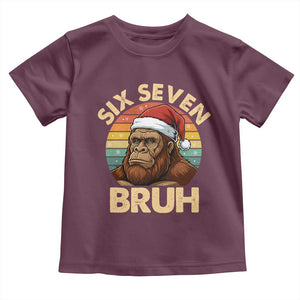 Six Seven Bruh Meme Christmas Bigfoot Toddler T Shirt 67 Sasquatch Santa Retro Holiday TS02 Maroon Print Your Wear