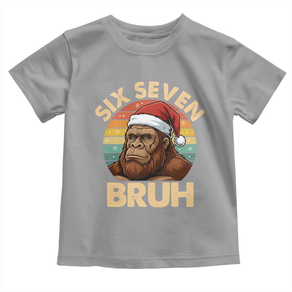 Six Seven Bruh Meme Christmas Bigfoot Toddler T Shirt 67 Sasquatch Santa Retro Holiday TS02 Sport Gray Print Your Wear