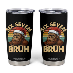 Six Seven Bruh Meme Christmas Bigfoot Tumbler Cup 67 Sasquatch Santa Retro Holiday TS02 Black Print Your Wear
