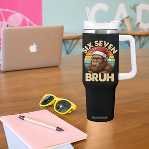 Six Seven Bruh Meme Christmas Bigfoot Tumbler With Handle 67 Sasquatch Santa Retro Holiday TS02 Print Your Wear