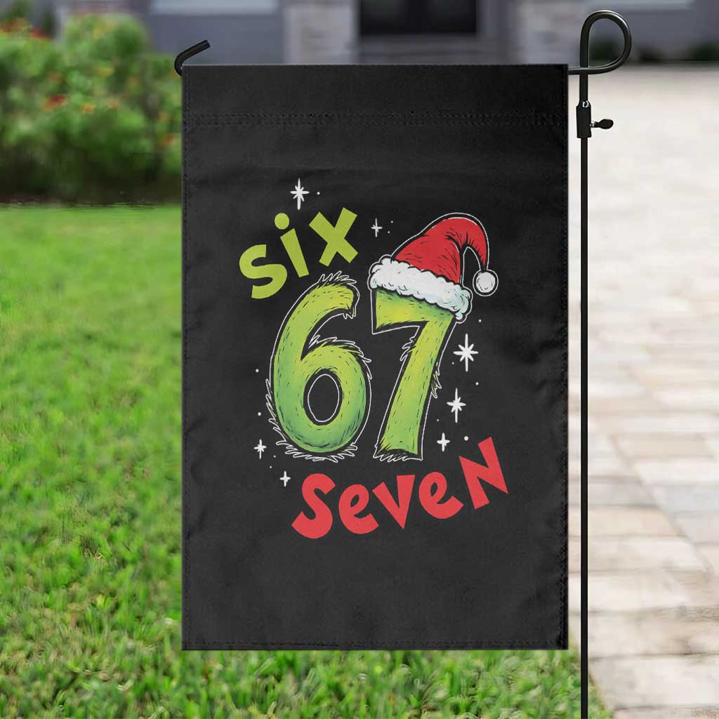 Six Seven Christmas Meme Garden Flag Funny Green Grinchy 6 7 with Santa Hat TS02 Print Your Wear