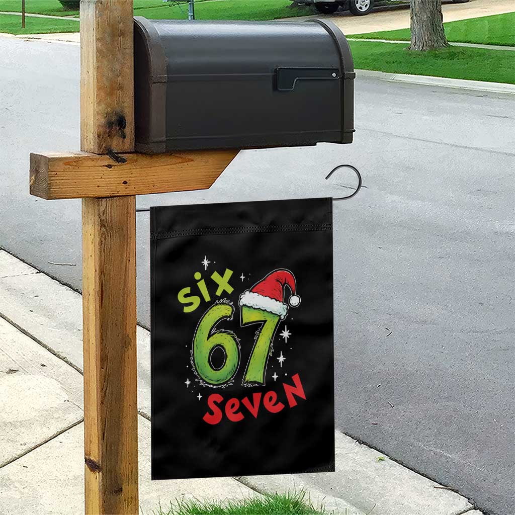 Six Seven Christmas Meme Garden Flag Funny Green Grinchy 6 7 with Santa Hat TS02 Print Your Wear