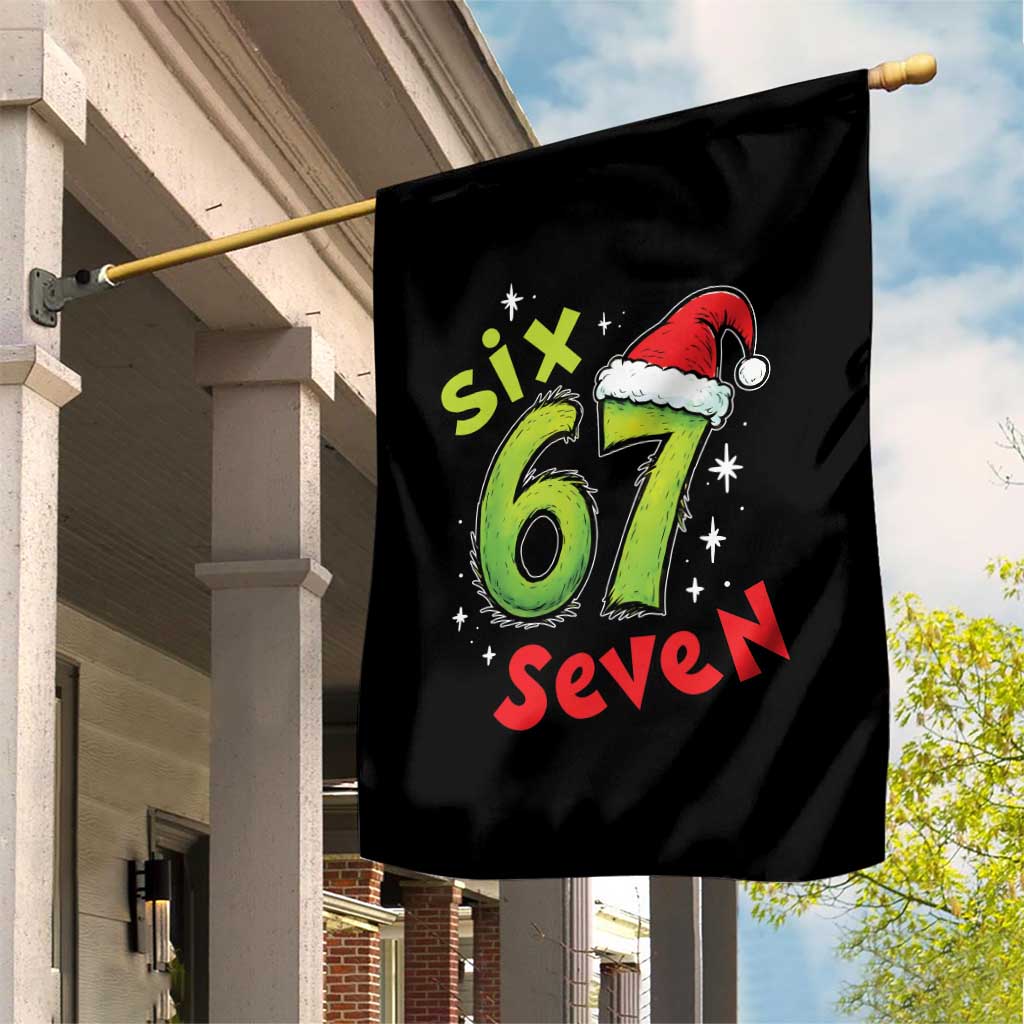 Six Seven Christmas Meme Garden Flag Funny Green Grinchy 6 7 with Santa Hat TS02 Print Your Wear
