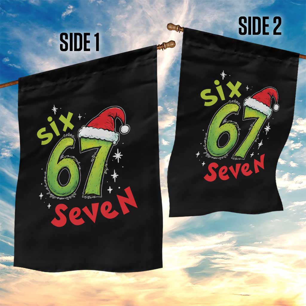 Six Seven Christmas Meme Garden Flag Funny Green Grinchy 6 7 with Santa Hat TS02 Print Your Wear