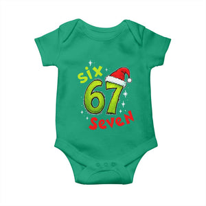 Six Seven Christmas Meme Baby Onesie Funny Green Grinchy 6 7 with Santa Hat TS02 Irish Green Print Your Wear