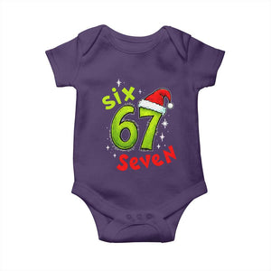 Six Seven Christmas Meme Baby Onesie Funny Green Grinchy 6 7 with Santa Hat TS02 Purple Print Your Wear