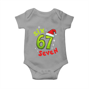 Six Seven Christmas Meme Baby Onesie Funny Green Grinchy 6 7 with Santa Hat TS02 Sport Gray Print Your Wear