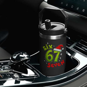 Six Seven Christmas Meme Flip Straw Tumbler Funny Green Grinchy 6 7 with Santa Hat TS02 Print Your Wear