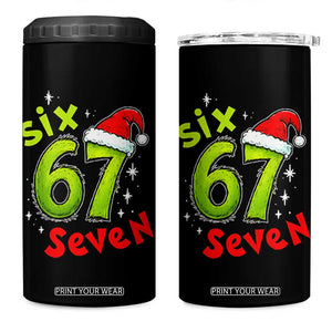 Six Seven Christmas Meme 4 in 1 Can Cooler Tumbler Funny Green Grinchy 6 7 with Santa Hat TS02 One Size: 16 oz Black Print Your Wear