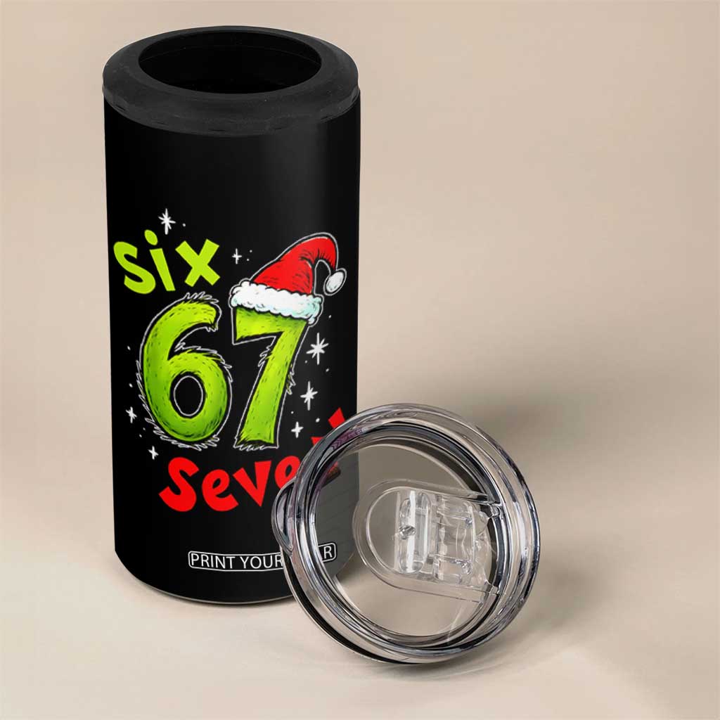 Six Seven Christmas Meme 4 in 1 Can Cooler Tumbler Funny Green Grinchy 6 7 with Santa Hat TS02 Print Your Wear
