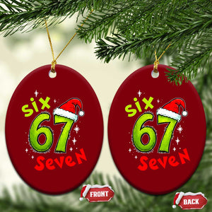 Six Seven Christmas Meme Ceramic Ornament Funny Green Grinchy 6 7 with Santa Hat TS02 Print Your Wear