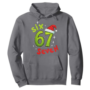 Six Seven Christmas Meme Hoodie Funny Green Grinchy 6 7 with Santa Hat TS02 Charcoal Print Your Wear
