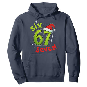 Six Seven Christmas Meme Hoodie Funny Green Grinchy 6 7 with Santa Hat TS02 Navy Print Your Wear