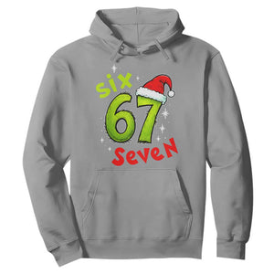 Six Seven Christmas Meme Hoodie Funny Green Grinchy 6 7 with Santa Hat TS02 Sport Gray Print Your Wear