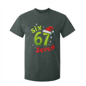 Six Seven Christmas Meme T Shirt For Kid Funny Green Grinchy 6 7 with Santa Hat TS02 Dark Forest Green Print Your Wear