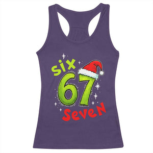 Six Seven Christmas Meme Racerback Tank Top Funny Green Grinchy 6 7 with Santa Hat TS02 Purple Print Your Wear