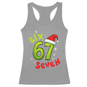 Six Seven Christmas Meme Racerback Tank Top Funny Green Grinchy 6 7 with Santa Hat TS02 Sport Gray Print Your Wear