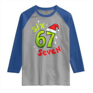 Six Seven Christmas Meme Raglan Shirt Funny Green Grinchy 6 7 with Santa Hat TS02 Sport Gray Royal Print Your Wear