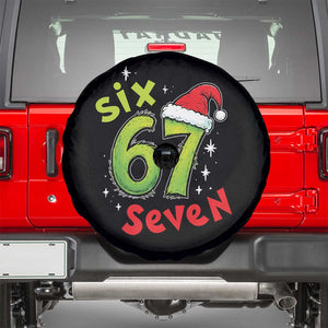 Six Seven Christmas Meme Spare Tire Cover Funny Green Grinchy 6 7 with Santa Hat TS02 Black Print Your Wear