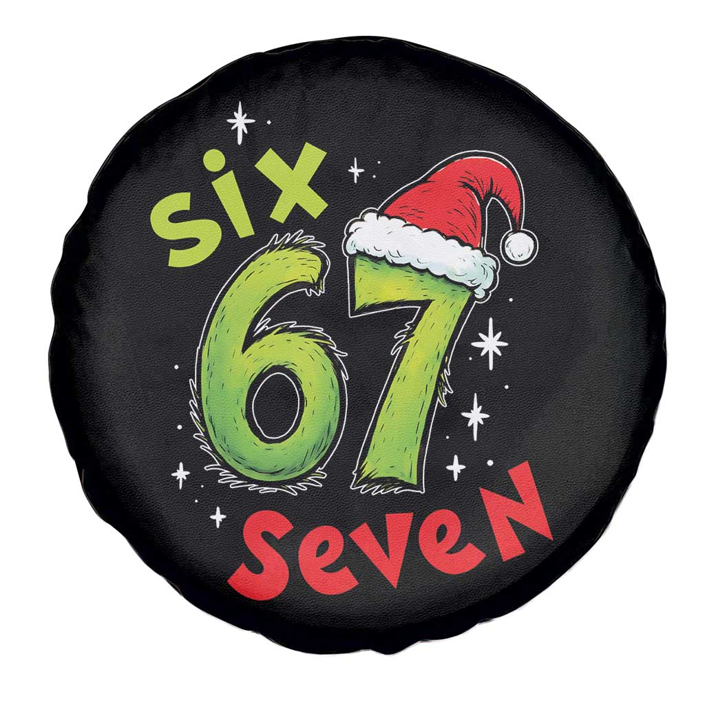 Six Seven Christmas Meme Spare Tire Cover Funny Green Grinchy 6 7 with Santa Hat TS02 Print Your Wear