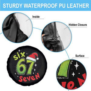 Six Seven Christmas Meme Spare Tire Cover Funny Green Grinchy 6 7 with Santa Hat TS02 Print Your Wear